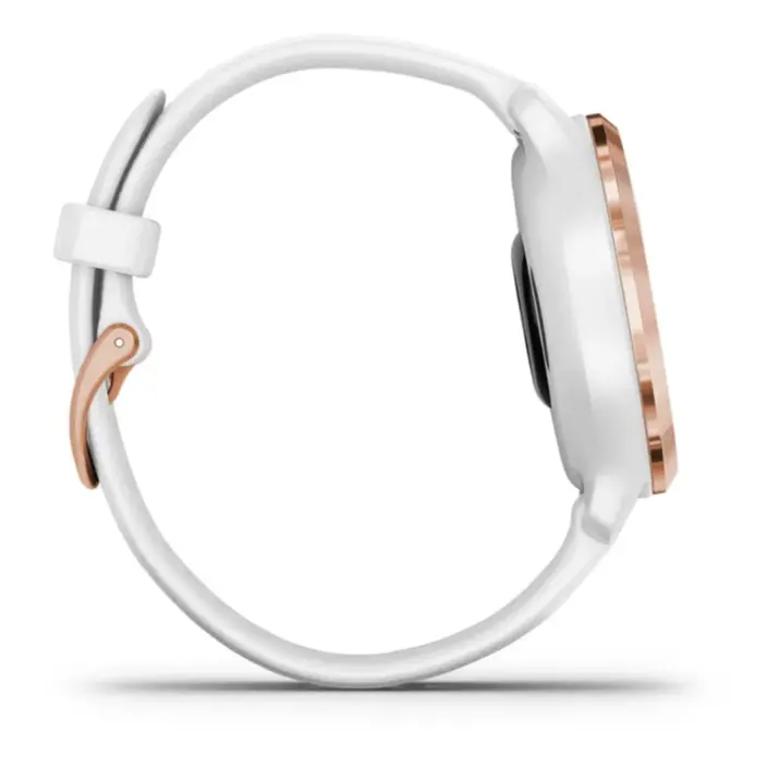 Venu 2S Rose Gold Stainless Steel Bezel with White Case and Silicone Band